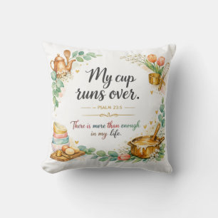 Psalm 23:5 Bible Verse, Messianic Jewish Decor Cushion