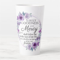 Psalm 23:6 Inspirational Bible Verse Purple Floral