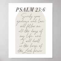 Psalm 23:6 Minimal Boho Beige Arch Script