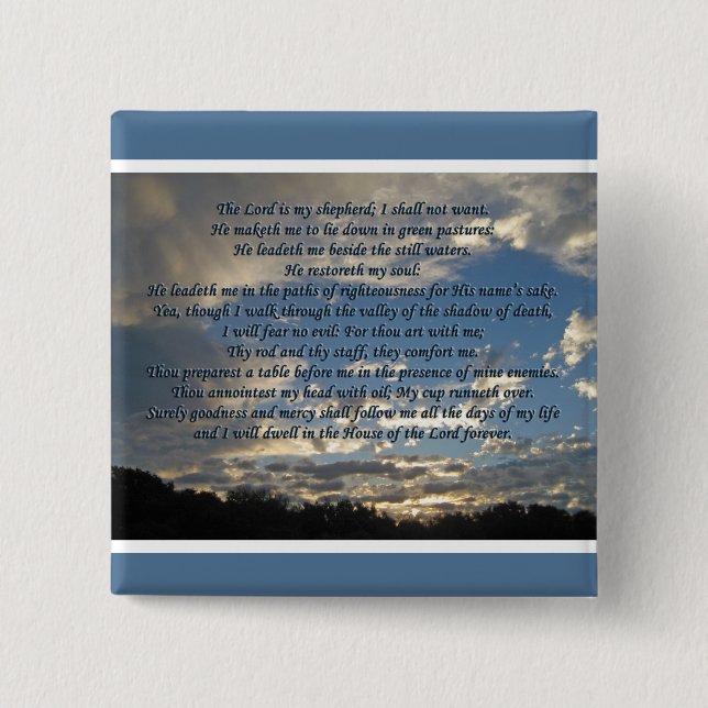 Psalm 23 Beautiful Bible Verse Christian 15 Cm Square Badge (Front)