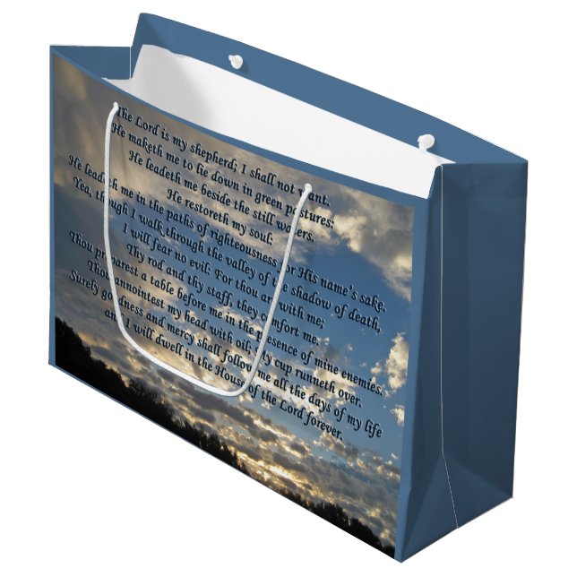 Psalm 23 Beautiful Bible Verse Christian Large Gift Bag (Front Angled)