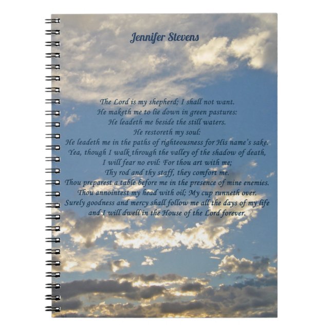 Psalm 23 Beautiful Bible Verse Christian Monogram Notebook (Front)