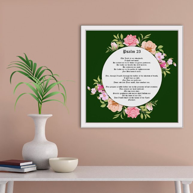 Psalm 23 Bible Scripture on Green Gicleé Poster (Creator Uploaded)