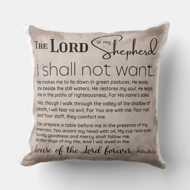 Psalm 23 Bible Scripture Vintage Paper Cushion (Front)