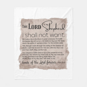 Psalm 23 Bible Scripture Vintage Paper Fleece Blanket