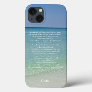 Psalm 23 Bible Verse Beautiful Beach Monogram iPhone 13 Case