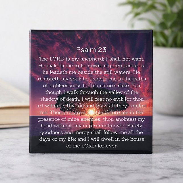 Psalm 23 Bible Verse Sunset Tree Magnet (Creator Uploaded)