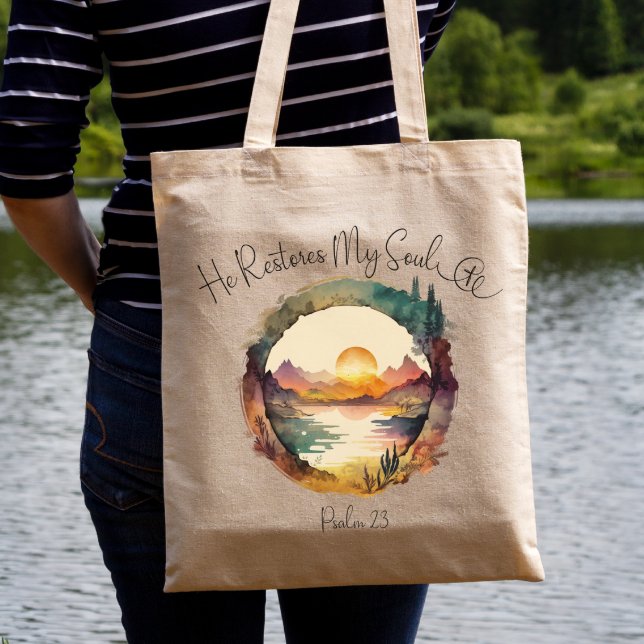 Psalm 23 Bible Verse Tote Bag (Creator Uploaded)