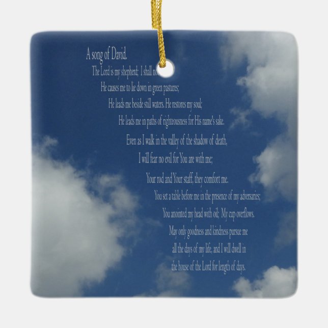 Psalm 23, Blue Sky, Ceramic Ornament  (Front)