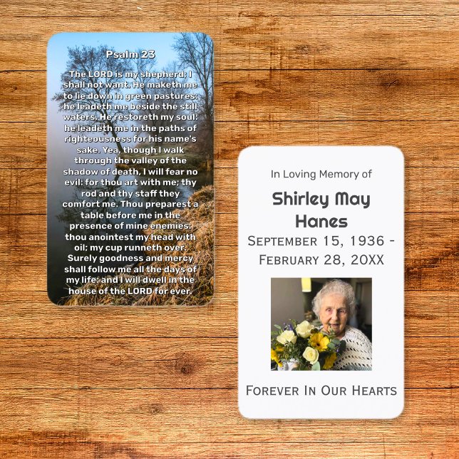 Psalm 23 Calm Lake Memorial Prayer Card (Psalm 23 Calm Lake Memorial Prayer Cards)