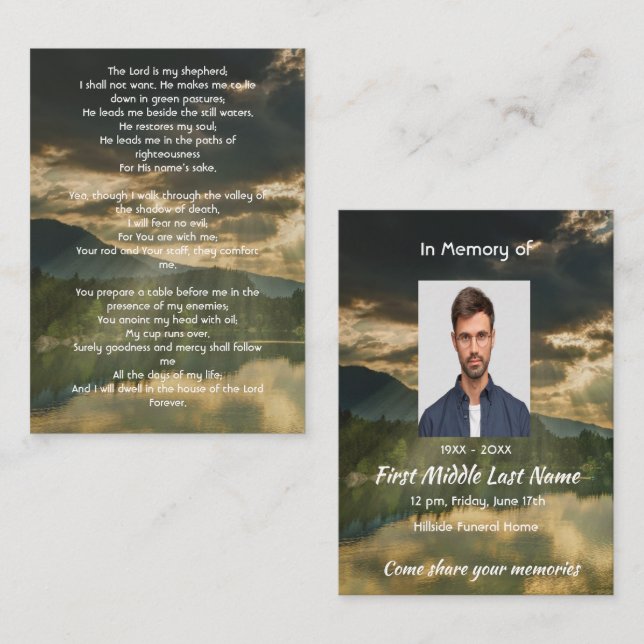 Psalm 23 Celebration of Life Service  Business Card (Front/Back)