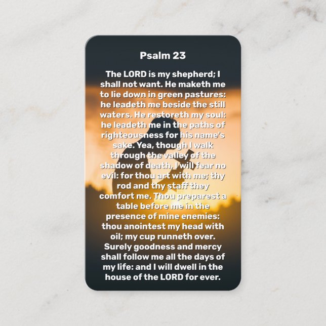 Psalm 23 child holds cross Memorial Prayer Card (Front)