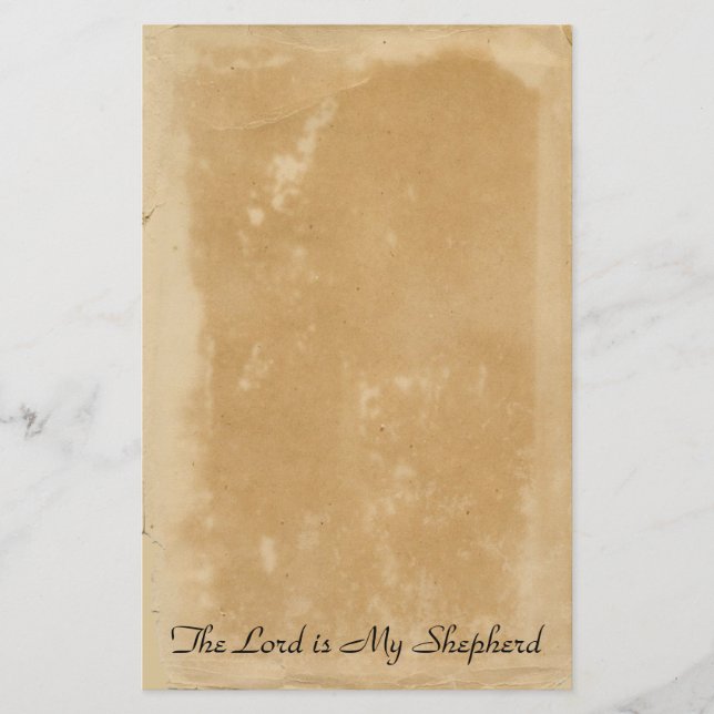 Psalm 23 Christian Bible Verse Ancient Parchment Stationery (Front)