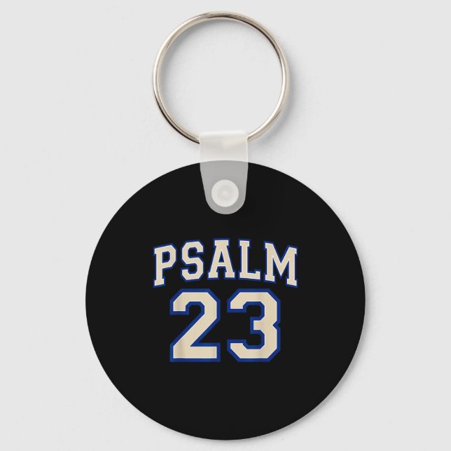 Psalm 23 Christian Faith Ivory And Blue Varisty Le Key Ring (Front)