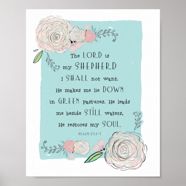 PSALM 23 FLORAL ART PRINT (Front)