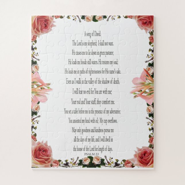 Psalm 23, Floral Border 56 pieces Easy Puzzle (Vertical)