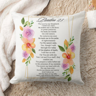 Psalm 23 Floral Geometric Frame Cushion