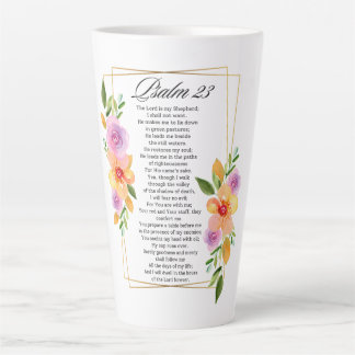 Psalm 23 Floral Geometric Frame Latte Mug
