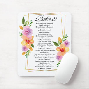Psalm 23 Floral Geometric Frame Mouse Pad