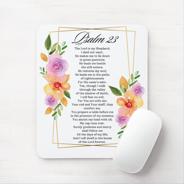 Psalm 23 Floral Geometric Frame Mouse Pad (With Mouse)