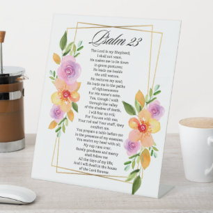 Psalm 23 Floral Geometric Frame Pedestal Sign
