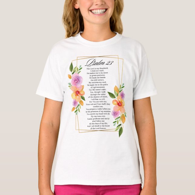 Psalm 23 Floral Geometric Frame T-Shirt (Front)