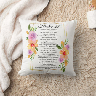 Psalm 23 Geometric Floral Frame Scripture Cushion