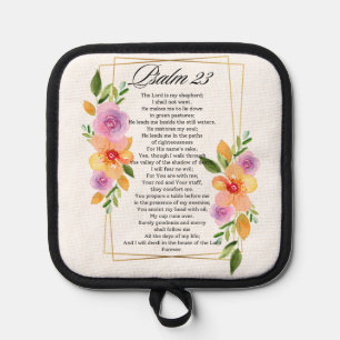 Psalm 23 Geometric Floral Frame Scripture Pot Holder