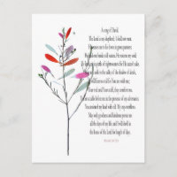 Psalm 23, Green Plant Floral Postcard of David