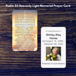 Psalm 23 Heavenly Light Memorial Prayer Card