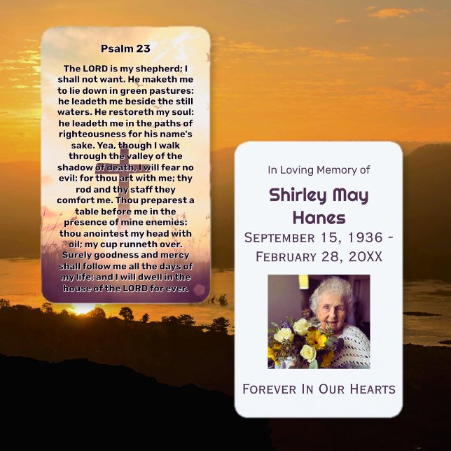 Psalm 23 Illuminated Cross Memorial Prayer Card (Psalm 23 Illuminated Cross Memorial Prayer Cards)