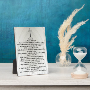 Psalm 23 KJV Bible Cross White Cathedral Plaque