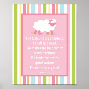 PSALM 23 Little Girl Lamb Poster