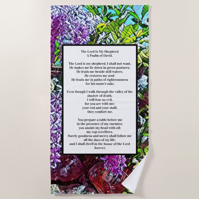 Psalm 23 Minimalist Christian Design Beach Towel (Front)