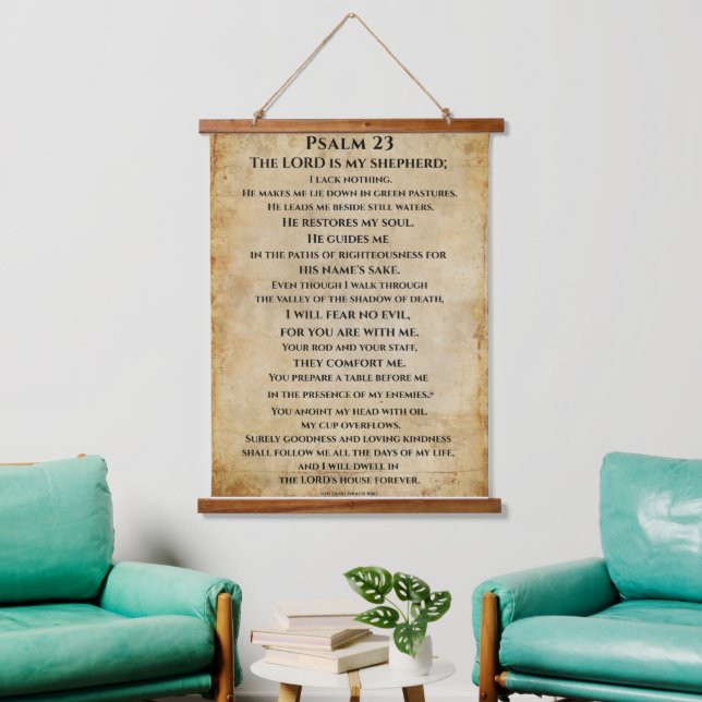 Psalm 23  { NHEB version.} Hanging Tapestry (Living Room)