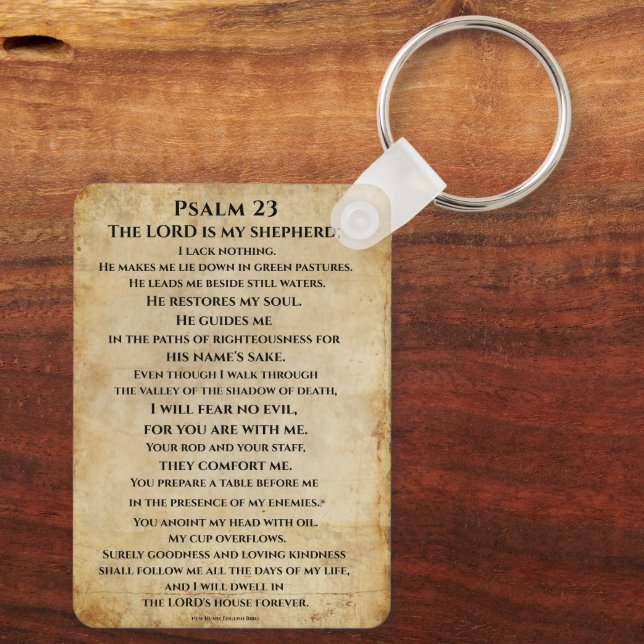 Psalm 23  { NHEB version.} Key Ring (Back)