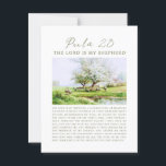 Psalm 23 NIV The Lord is My Shepherd  Postcard<br><div class="desc">Psalm 23 NIV The Lord is my shepherd, I lack nothing. He makes me lie down in green pastures, he leads me beside quiet waters, he refreshes my soul. He guides me along the right paths for his name's sake. Even though I walk through the darkest valley, I will fear...</div>