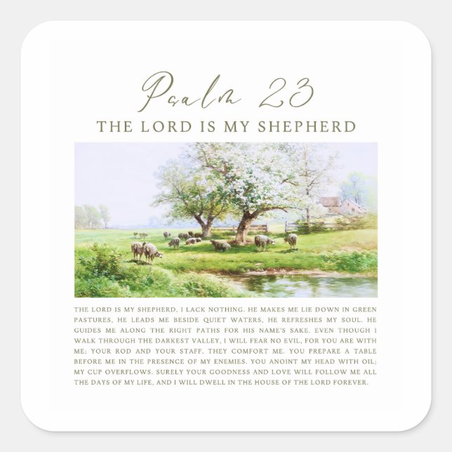 Psalm 23 NIV The Lord is My Shepherd  Square Sticker (Front)