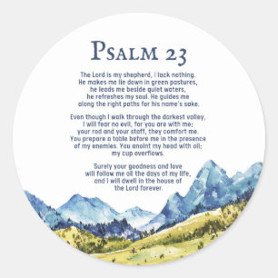 Psalm 23 NKJV The Lord is my shepherd Classic Round Sticker