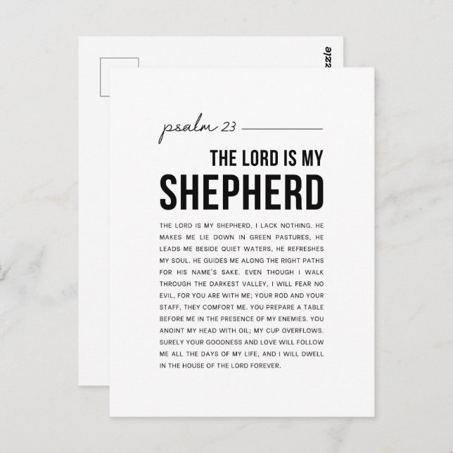 Psalm 23 NKJV The Lord is My Shepherd Postcard (Front/Back)
