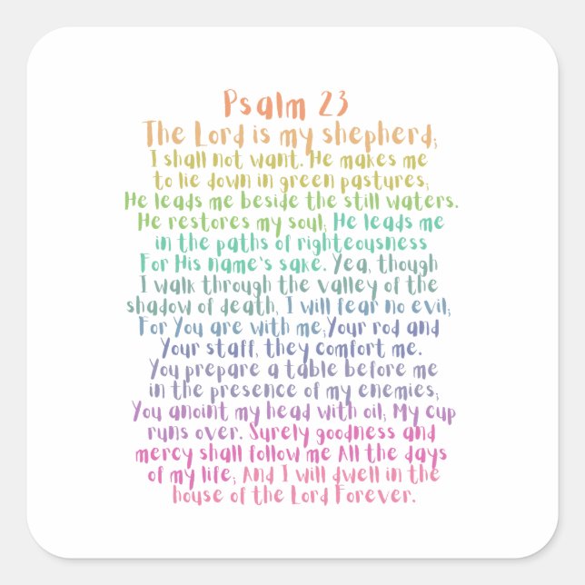 Psalm 23 NKJV The Lord is My Shepherd Square Sticker (Front)