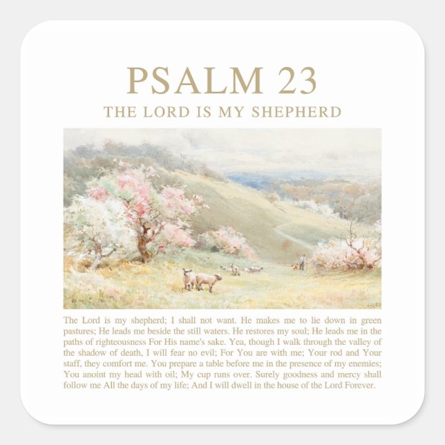 Psalm 23 NKJV The Lord is My Shepherd Square Sticker (Front)
