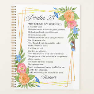 Psalm 23 NKJV Watercolor Botanical Bible Scripture Planner