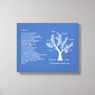 Psalm 23 NLT with Family Tree, Canvas Print