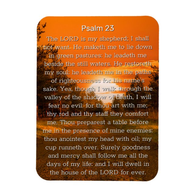 Psalm 23 Orange Sunset Trees Magnet (Vertical)