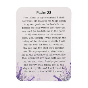 Psalm 23 Purple Watercolor Wildflowers Magnet