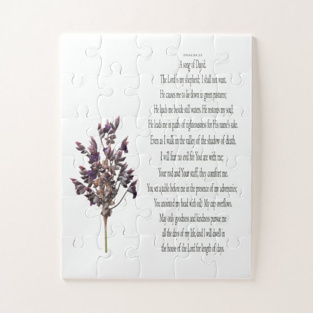 Psalm 23, Purple Yellow Plant Big Pieces Puzzle (Vertical)