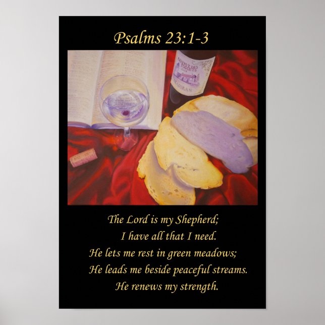 Psalm 23 . Still Waters. Christian art Poster (Front)
