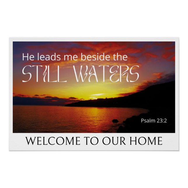 Psalm 23 STILL WATERS Christian Bible Verse  Poster (Front)
