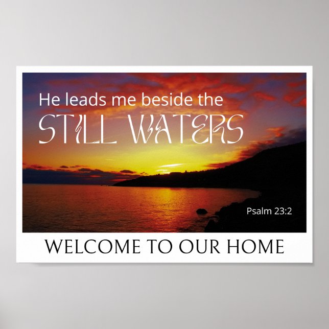 Psalm 23 STILL WATERS Christian Bible Verse  Poster (Front)